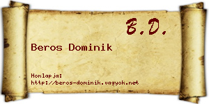 Beros Dominik névjegykártya